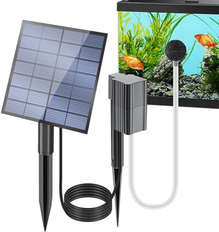 Solar Angetriebener Teichbelüter - Leichter 300 G Solar Teichpumpe, 7 -V -Strom, 0,6 L/min Luftstrom | Einstellbarer Sauerstoffbubbler, Wasserdichte Schlauch Enthalten | Gartenteiche, Aquarien, Fischz