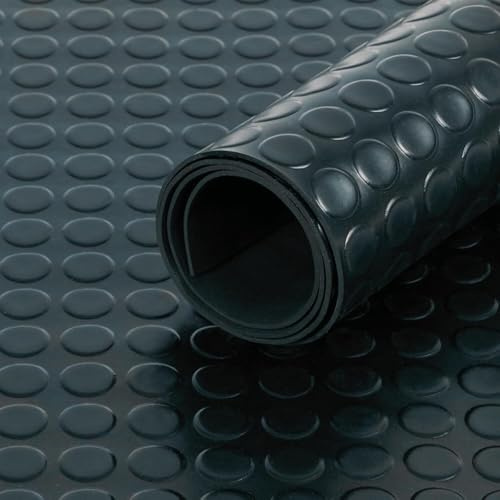 Rubber Flooring Roll – Heavy Duty Non-Slip Rubber Matting for Gyms, Vans, Garages & Workshops – Durable Black Rubber Floor Mat Roll (COIN | 1.5M WIDE, 0.5M)
