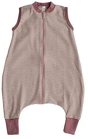 Lilano, Schlafsack mit Bein, Geringelt, Merinowolle (kbT), Seide, 210 g/m² (Mauve/Natur, 110-116)