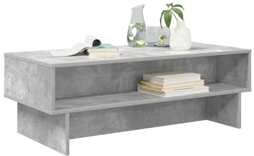vidaXL Couchtisch Beton Grau 100 x 46 x 35 cm Holzwerkstoff, Moderner Couchtisch, rechteckiges Design, langlebig für drinnen, stylisches Dekostück, funktionales Wohnmöbel, dezenter Akzent