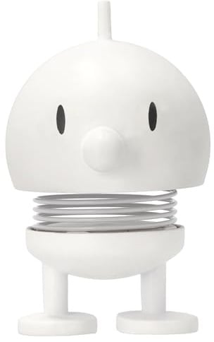 Hoptimist Bumble Wackelfigur & Glücksbringer, Skandinavische Deko Figuren für Wohnzimmer, Schreibtisch, Büro, Bürodeko & Lustige Kleine Geschenke, X-Small, Weiß