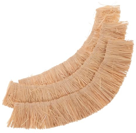 CORHAD Materiale Sintetico per Tetti in Paglia 3 Pezzi 3x20 Cm per Modelli Architettonici, Decorazioni per Case delle Bambole e Presepi, Frangia di Paglia Palmata Messicana per Diorami