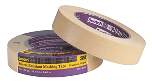 3M Scotch 2040 Crepe Paper High Performance Solvent Resistant Masking Tape, 60 yds Length x 1 Width, Tan