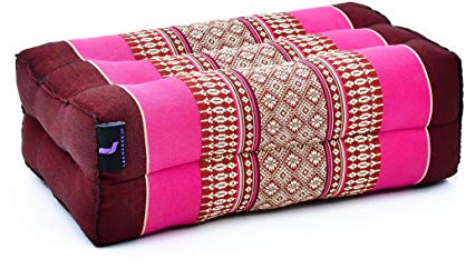 Leewadee Meditationskissen Yoga Block Zubehör Klotz Kissen Ökologisches Naturprodukt Thaikissen Nackenkissen, Kapok, 35 x 18 x 12 cm, Rotbraun Pink