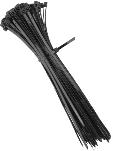 KafTon Cable Ties 300mm x 4.8mm Black - 1000 Pack for Home Office Garden