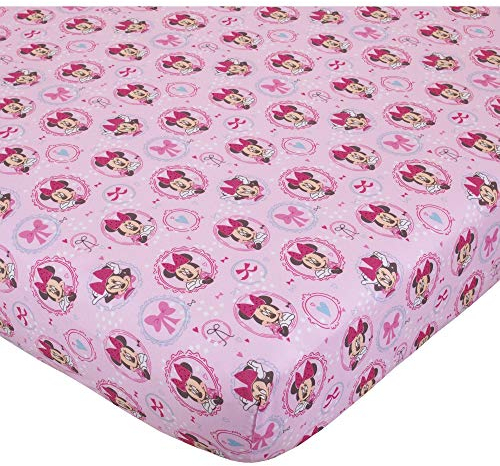 Disney Baby “Minnie Mouse Bows are Best” Baby Crib Sheet, 28” X 52”, Fits Stand Size Crib Mattress