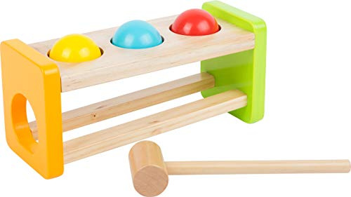 Small Foot 11206 Klopfkugelbahn Kullerball aus Holz, FSC 100%-Zertifiziert, im farbenfrohen Design, mit DREI bunten Holzkugeln Spielzeug, Mehrfarbig