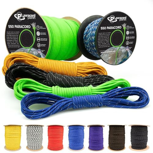 Paracord Planet Reflektierendes Paracord 250 kg – 7 Stränge Typ III Schnur zum Wandern, Camping und Angeln – Olive Drab, 76,2 m