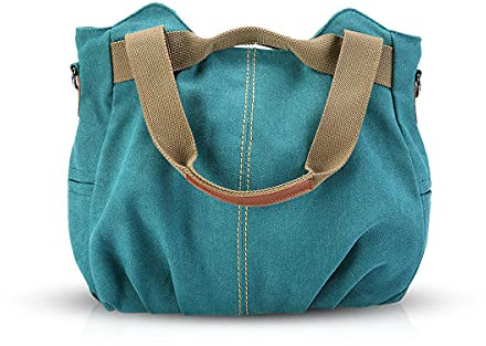 NICOLE & DORIS Canvas Tasche Damen Tragetaschen für Damen Schultertaschen Umhängetasche Leinwand Handtasche Mädchen Blauer See
