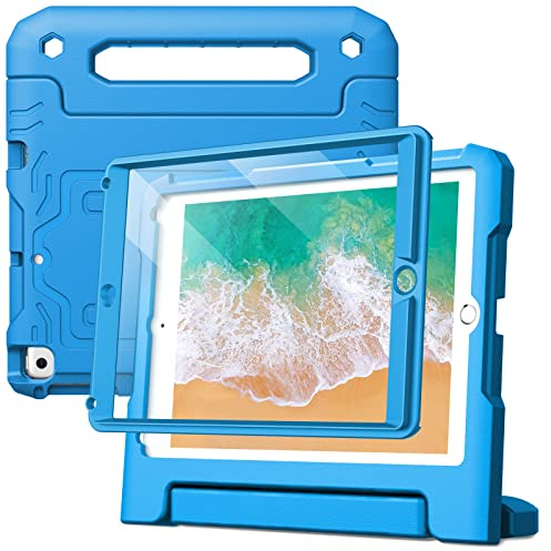 JETech Funda Niños para iPad 9,7 Pulgadas (6.ª/5.ª Generación, Modelo 2018/2017) con Protector Pantalla Incorporado, Antigolpes Asa Soporte Tableta Carcasa Infantil (Azul)