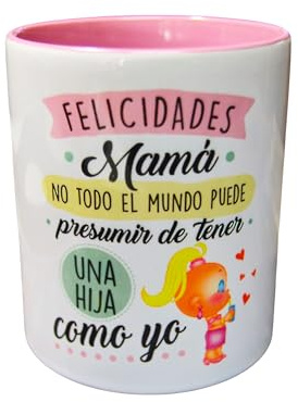 Sonrie | Taza Personalizada “Felicidades Mamá, no todo el mundo puede presumir de tener una hija como yo | Cerámica Premium 33 cl | Regalo Original y Elegante para Mamá | Regalo Día de la Madre
