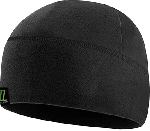 Temple Tape Tactical Fleece Watch Cap Beanie – Skull Cap Fleece Hat - Black - One Size (Fits Most Heads)