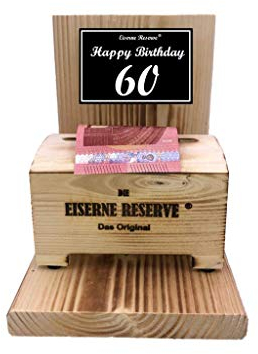 Originelle lustige Geldgeschenke zum 60. Geburtstag Geschenkideen für Männer und Frauen - Geldbox Text s/w Happy Birthday 60 Geburtstag