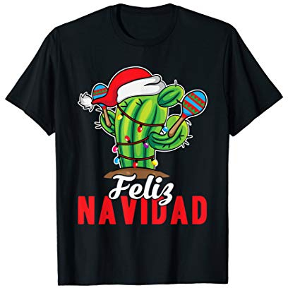 Feliz Navidad Kaktus Weihnachtsbaum Geschenke Weihnachten T-Shirt
