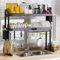 Over The Sink Dish Drying Rack, 2 Tier Stainless Steel Large Adjustable Kitchen Dish Drainer, Home Storage Organizer Shelf Above Counter with 6 Hooks