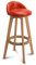 HUOQILIN Barhocker Barstuhl Bistrohocker Tresenhocker Mit Lehne Und Fußstütze Design Stuhl Massivholz Ledersitz,Rot