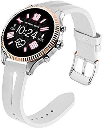 LvBu Armband Kompatibel mit Michael Kors Lexington 2, Quick Release Leder Classic Ersatz Uhrenarmband für MK Access Lexington 2 Smartwatch (Weiß)