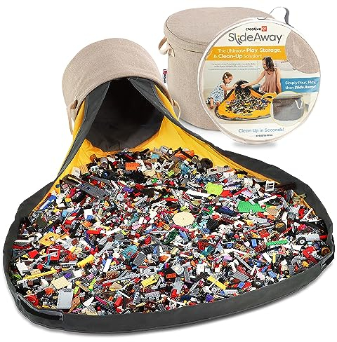 Creative Qt – Slideaway-Spielzeugaufbewahrungsorganisator und Spielmatte für Kinder – Aufbewahrungsbehälter für Spielzeug – für Jungen und Mädchen – Spielzimmer – Spielzeughalter für Kinder – Beige