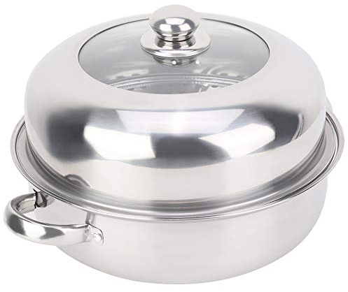 28CM Stainless Steel Steamer Pot, Soup Pot with Glass Lids for Cooking Pot