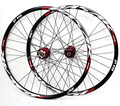HJRD Fahrrad Laufrad 26/27.5/29in Zum MTB Aluminiumlegierung Doppelwandig Felgen Scheibenbremse 7-11 Fach Kassette Dichtlager Schnellspanner 32H,Color : Red(29)