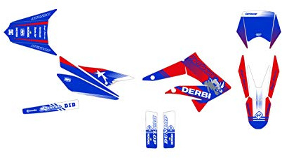 Dekorationsset für Motorrad Cross Derbi X-TREME 50 IKE blau rot 2010 bis 2017