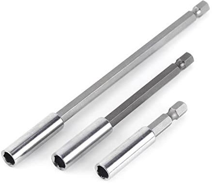 3 uds Taladro eléctrico Destornillador Barra de extensión Soporte magnético para Brocas Herramienta de vástago de 1/4