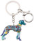 WEVENI Emaille Legierung Windhund Hund Schlüsselanhänger Greyhound Schlüsselring Geschenk Auto Brieftasche Tasche Charms Für Frauen Mädchen (Blau)