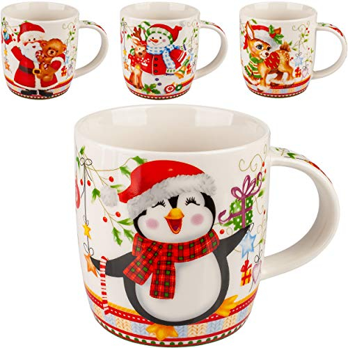 alles-meine.de GmbH 4 Stück Henkeltassen/Kaffeetassen - Motivwahl - Weihnachten & Winter - Mix - 350 ml - groß - Porzellan/Keramik - Weihnachtsmotiv - Weihnachtstasse/Glü..