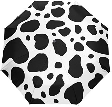 BALll Faltbarer Regenschirm Sonne Regen Regenschirm Automatisch Anti-UV Kuh Haut Print Reise Kompakt Regenschirm