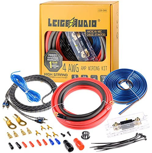 LEIGESAUDIO 4 Gauge Amp Wiring Kit Ture 4 AWG Amplifier Installation Wiring Kit - Car Subwoofer Wiring Kit Helps You Make Connections and Brings Power to Your Radio, Subwoofer and Speakers