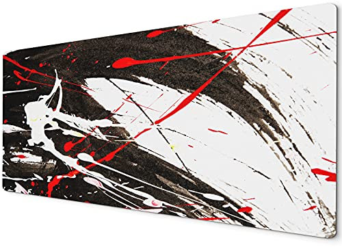WhatsOnYourWall Large Mouse Pad | Mouse Pad large | XXL Mouse Pad | Mouse Mats | Mousepad Gaming XXL | Gaming Mouse Mat Large | Mouse Mats for Computers | 60 x 30cm Mouse Mat Red Black White Design
