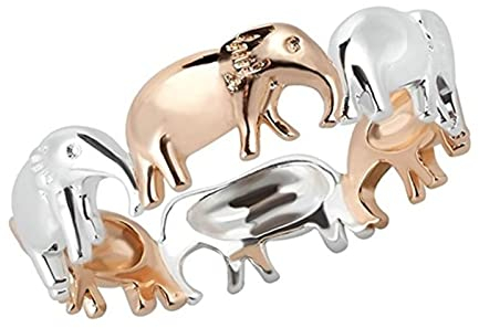Musihy Silberringe Damen 925 Mit Stein, Silber Vergoldet Ringe Elefant Nähen No Gemstone Größe 60 (19.1)