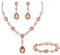 Clearine Parure Femme Chaîne Goutte Eau Forme Y Bracelet Bijou Mariage Collier Boucles d'oreilles Ensemble Cristal Rose Or