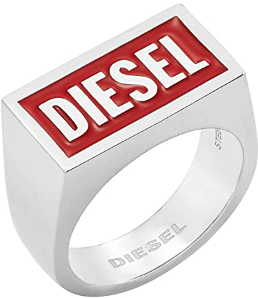 Diesel Ring Für Männer Ring, Länge: 20mm, Breite: 20.6mm, Höhe: 11.4mm Silberner Edelstahlring, DX1366040