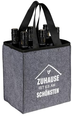 Filz Flaschenträger 6 Flaschen Getränketasche Einkaufstasche Filztasche | BURI Filz-Flaschenkorb robust mit Tragehilfe für Mehrwegflaschen, Getränketransport und originelle Geschenkideen