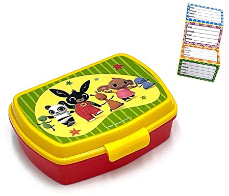 ICE TOYS porta merenda + 4 etichette segnanome colorati contenitore per pranzo da bambini (Bing)