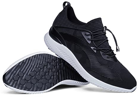 VIBLiSS Herren Elevator Sneakers rutschfeste Sportliche Wanderschuhe Mode Höhenerhöhende Sneakers Atmungsaktive Lässige Tennisschuhe,Black 8cm,43 EU