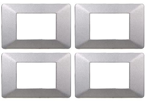 4 Pezzi Placche Compatibile Con Vimar Plana, Placche In Plastica (3 Posti/Moduli,Silver)