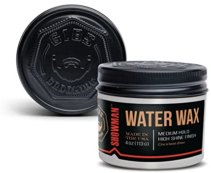 GIBS Water Wax, SHOWMAN-Medium Hold, Healthy High Shine, Water Based, made in USA, 4oz