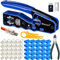 Blenori Pass Through RJ45 Crimp Tool - Cat6 Crimping Tool Ethernet RJ45 Crimper with 50PCS Cat5e Cat6 Connectors, 50PCS Covers