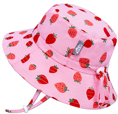 Jan & Jul Kinder Fischerhut für Mädchen, Wasserabweisender Sonnenhut (L: 2-5 Jahre, Rosa Erdbeere)