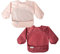 Tiny Twinkle Waterproof Full Sleeve Bib 2 Pack, Wipe Clean Cape for Weaning, Adjustable for Toddlers, Machine Washable, Tug Proof Closure, Rose Burgundy, 6-24 Month (LSB2)