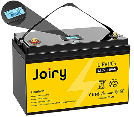 Joiry 12V 150Ah LiFePO4 Akku Lithium Batterie 1920Wh Energie,150A BMS, 8000 Zyklen Deep Cycle Akku für Solaranlage, Wohnmobil, Boot, Haushalt, Solarpanel Kit, Camping