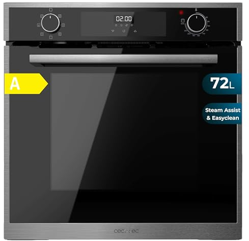 Cecotec Horno Multifunción Integrable 60cm Bolero Hexa M226000 Edge A. 2800W, 72L, 7 Funciones, Modo Grill, Fan Assisted Grill, Modo Convección, Defrost, Steam Base X2, Steam EasyClean, Steam Assist