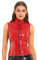 ranrann Damen Wetlook Oberteil Sexy Tank Top Shirt Zipper Lack Leder Weste Ärmellos Jacke mit Stehkragen Clubwear Rot XXL
