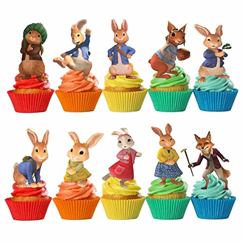 20 Peter Rabbit Edible Edible Cup Cake Toppers Birthday Party Wafer card Decoration