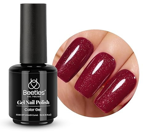 beetles Gel Polish 15 ml Burgundy Maroon Dark Red Fine Glitter Red Gel Nail Polish Solid Color Soak Off UV Lamp DIY Decoration Manicure Art Design Gift
