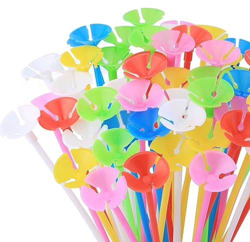 100 Pezzi Supporto per Palloncino, Stecche per Palloncini, Bacchette per Palloncini, Riutilizzabili Porta Palloncini per Matrimoni Adatti Feste Festival