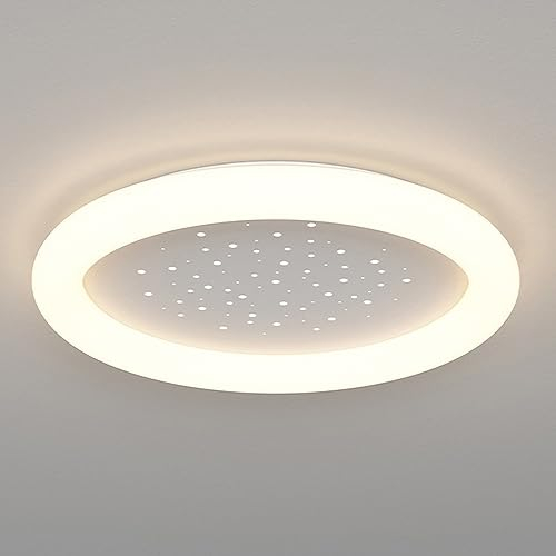 YHQSYKS 50W LED dimmbare Deckenleuchte, weiße Unterputz-Deckenleuchte mit Fernbedienung, Helligkeit, Farbtemperaturen, LED-Kronleuchter-Deckenleuchte für Wohnzimmer mit niedriger Decke und Schlafzimme