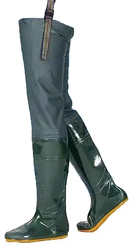Stivali A Coscia Da Pesca Stivali da pesca impermeabili in PVC alti 80 cm, stivali da acqua, stivali per piantagione di riso, suola Oxford antiscivolo (Color : Green, Size : 45 EU)